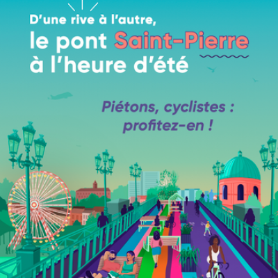 Affiche informant de la fermeture du Pont Saint-Pierre aux voitures