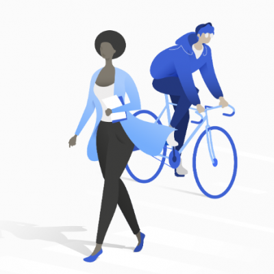 dessin homme à vélo femme marchant académie mobilités actives